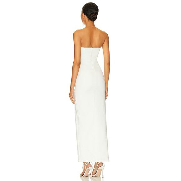 Superdown Gianna Sweathart Split Gown White Maxi Formal Holiday Black Tie Medium - Picture 2 of 14